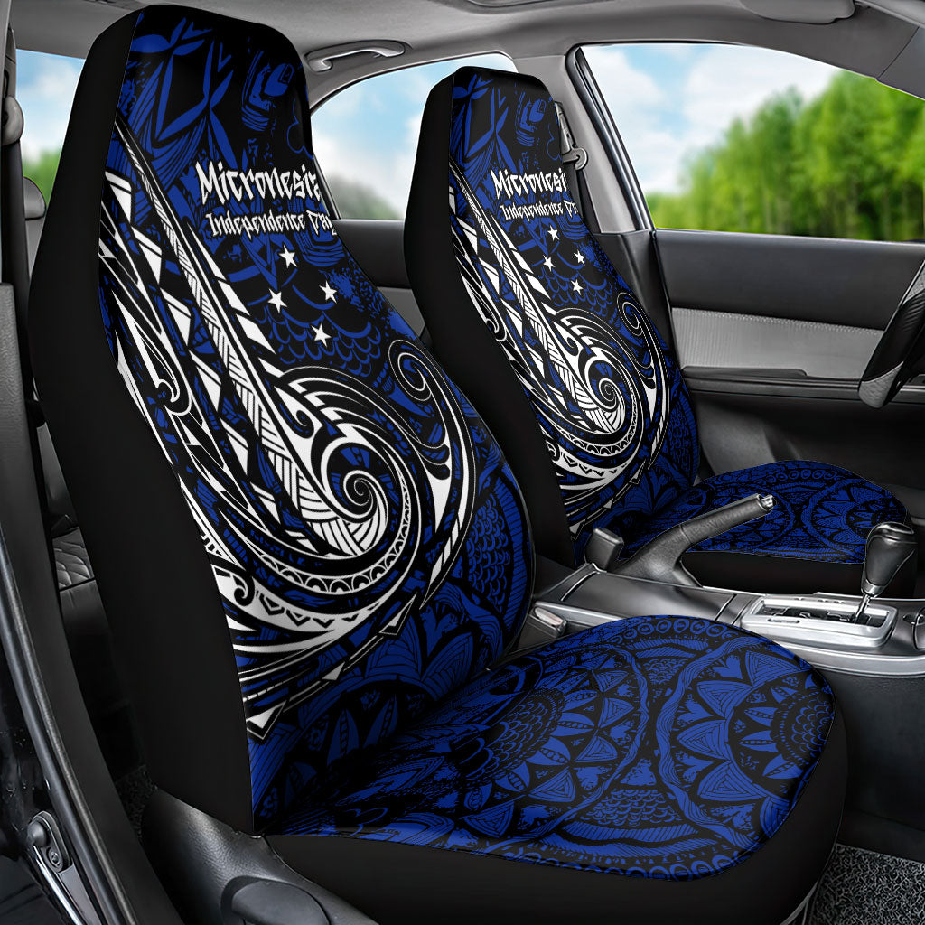 Micronesia Independence Day FSM Car Seat Cover Tribal Tattoo Pattern Flag Seal Heritage