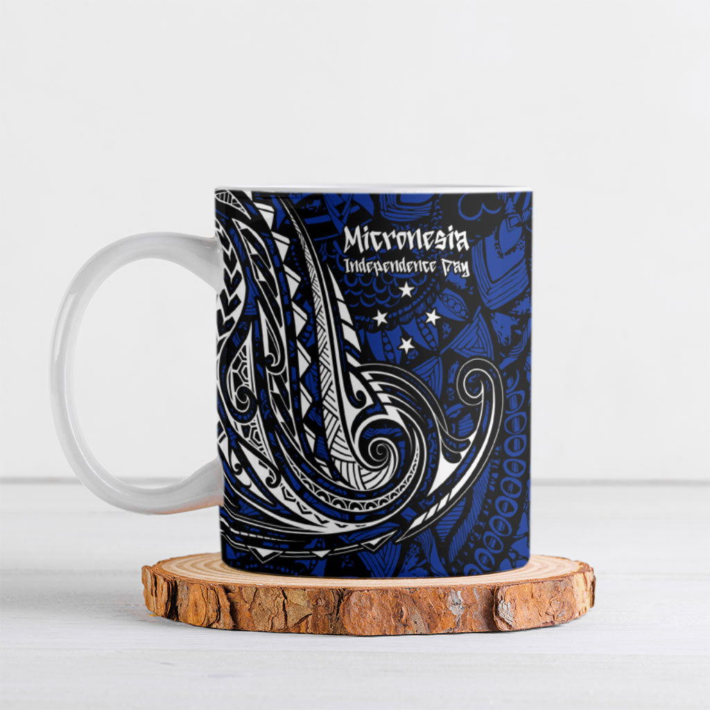 Micronesia Independence Day FSM Ceramic Mug Tribal Tattoo Pattern Flag Seal Heritage