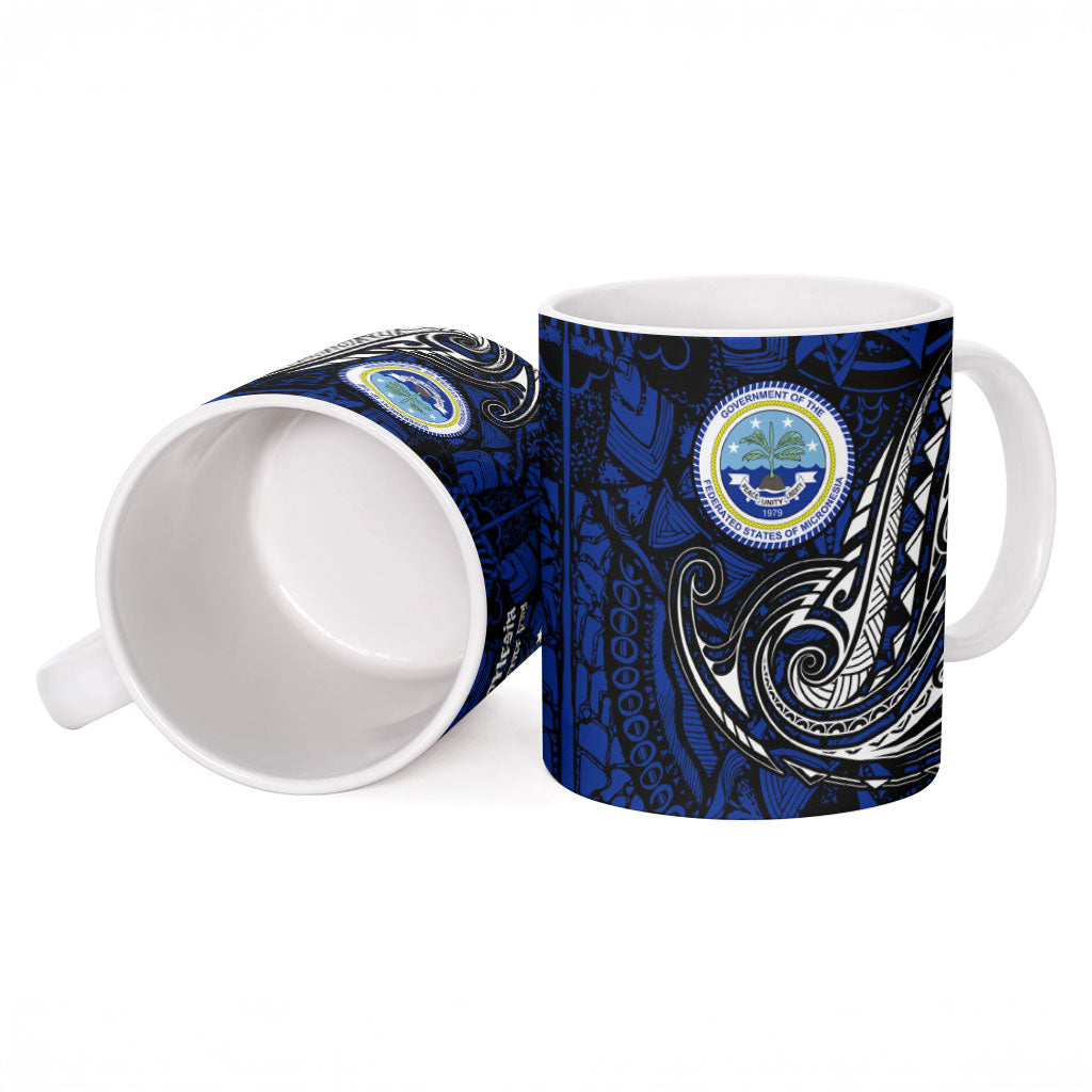 Micronesia Independence Day FSM Ceramic Mug Tribal Tattoo Pattern Flag Seal Heritage