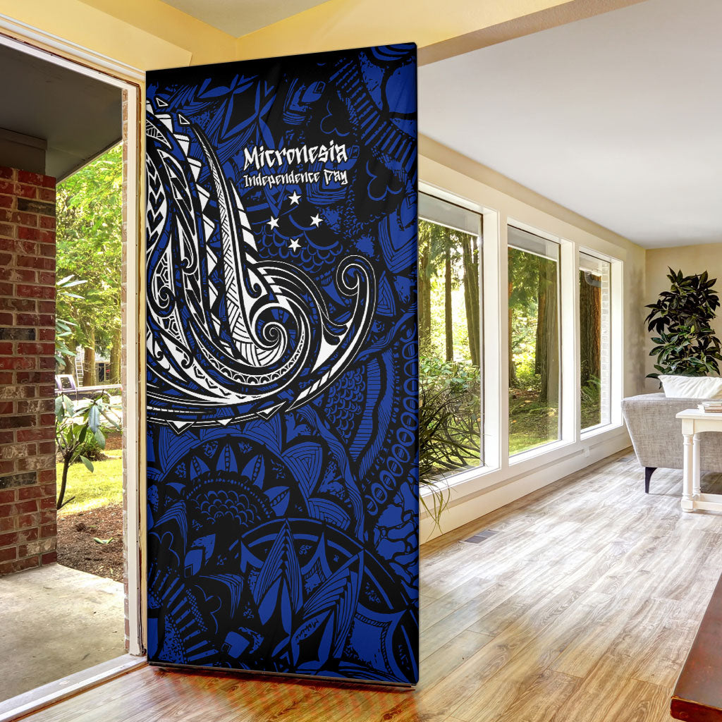 Micronesia Independence Day FSM Door Cover Tribal Tattoo Pattern Flag Seal Heritage