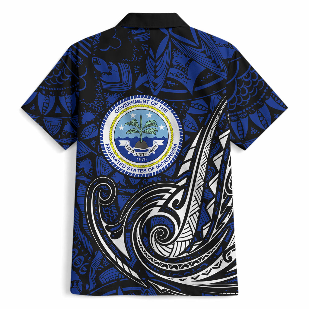 Micronesia Independence Day FSM Hawaiian Shirt Tribal Tattoo Pattern Flag Seal Heritage