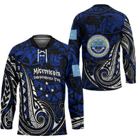 Micronesia Independence Day FSM Hockey Jersey Tribal Tattoo Pattern Flag Seal Heritage