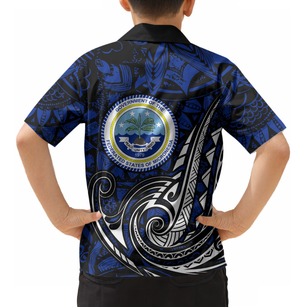 Micronesia Independence Day FSM Kid Hawaiian Shirt Tribal Tattoo Pattern Flag Seal Heritage