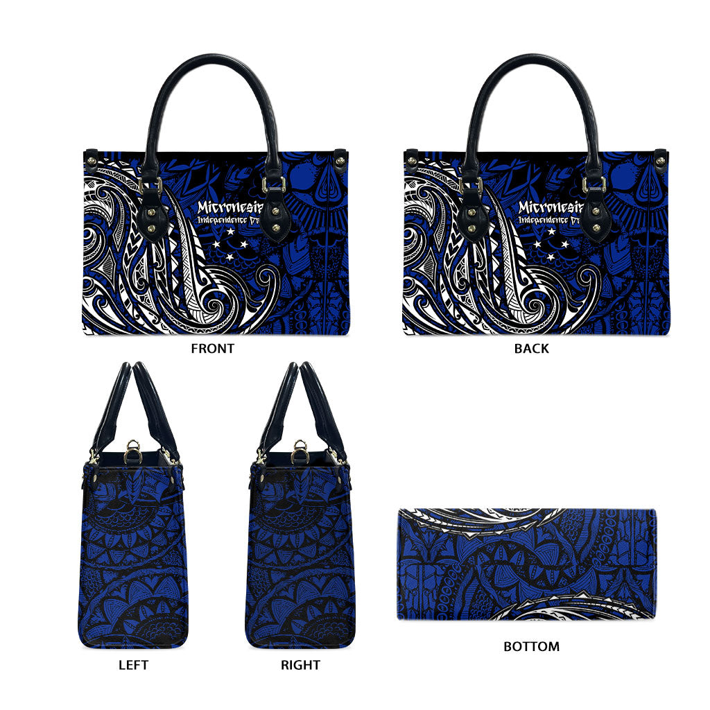 Micronesia Independence Day FSM Leather Bag Tribal Tattoo Pattern Flag Seal Heritage