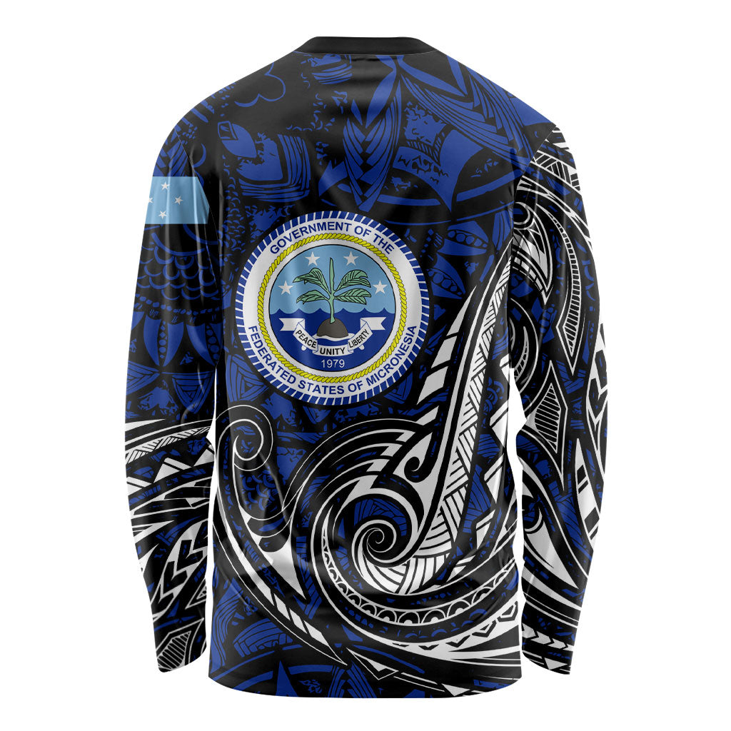 Micronesia Independence Day FSM Long Sleeve Shirt Tribal Tattoo Pattern Flag Seal Heritage
