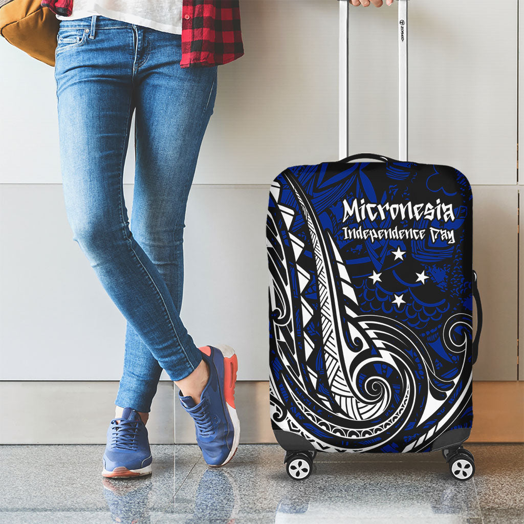 Micronesia Independence Day FSM Luggage Cover Tribal Tattoo Pattern Flag Seal Heritage