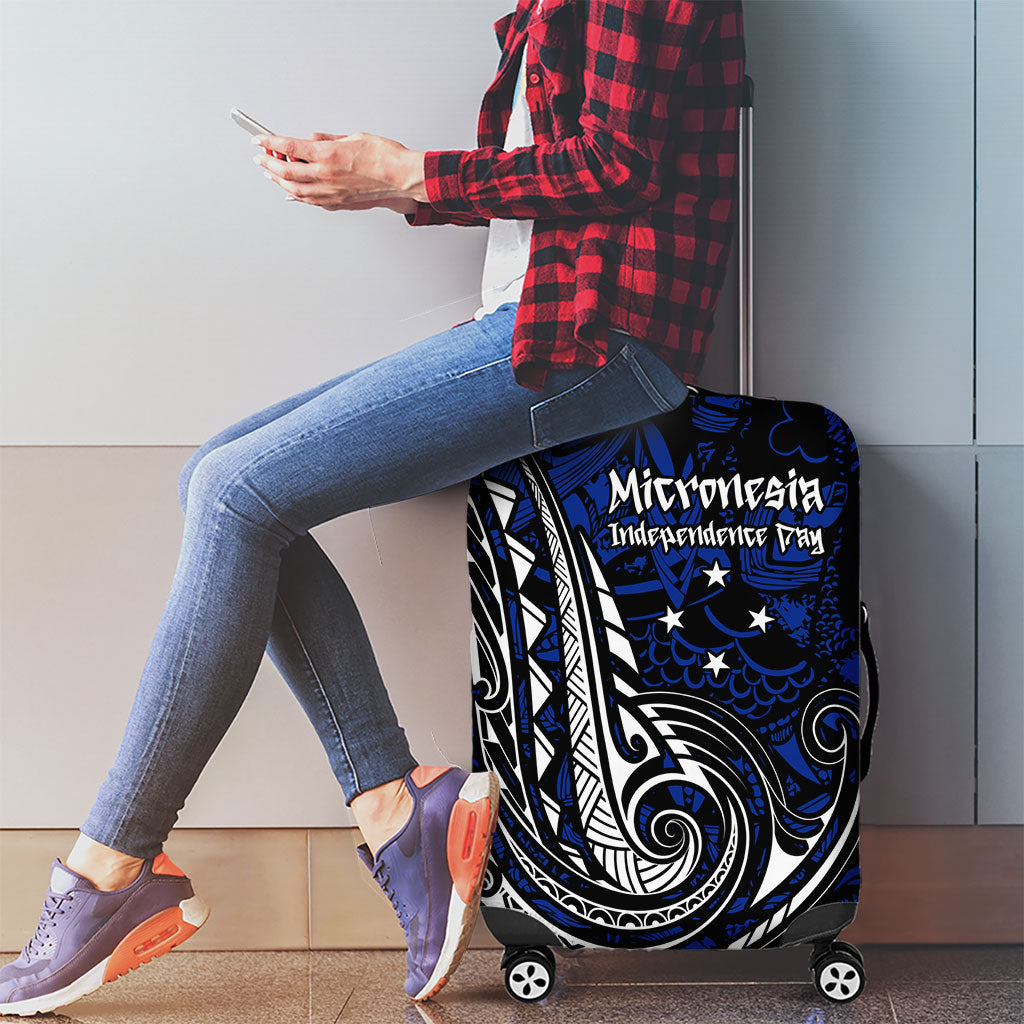 Micronesia Independence Day FSM Luggage Cover Tribal Tattoo Pattern Flag Seal Heritage