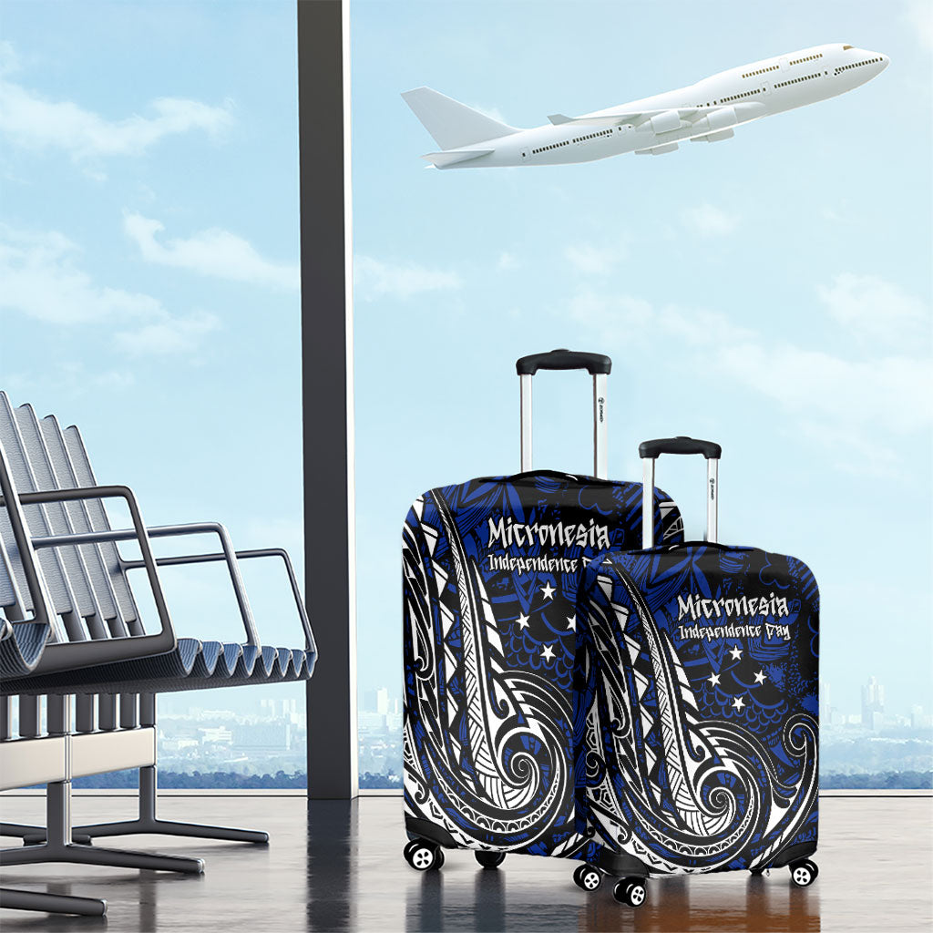 Micronesia Independence Day FSM Luggage Cover Tribal Tattoo Pattern Flag Seal Heritage