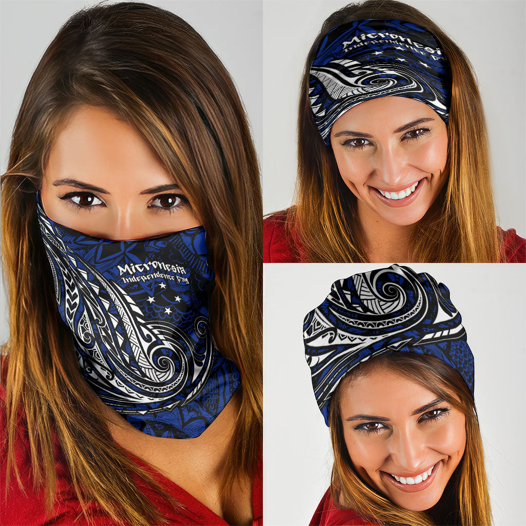 Micronesia Independence Day FSM Neck Gaiter Tribal Tattoo Pattern Flag Seal Heritage