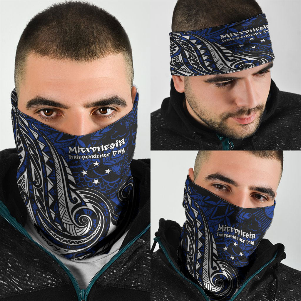 Micronesia Independence Day FSM Neck Gaiter Tribal Tattoo Pattern Flag Seal Heritage