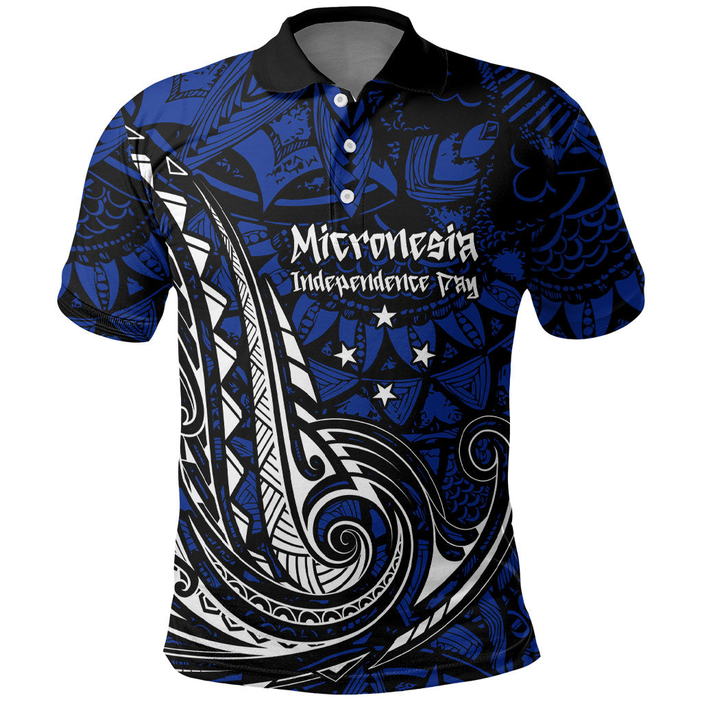Micronesia Independence Day FSM Polo Shirt Tribal Tattoo Pattern Flag Seal Heritage