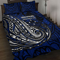 Micronesia Independence Day FSM Quilt Bed Set Tribal Tattoo Pattern Flag Seal Heritage