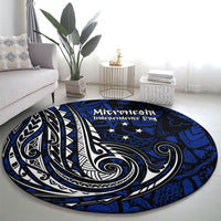 Micronesia Independence Day FSM Round Carpet Tribal Tattoo Pattern Flag Seal Heritage
