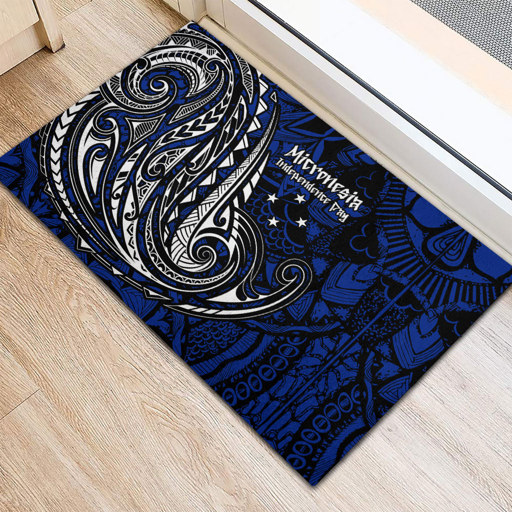 Micronesia Independence Day FSM Rubber Doormat Tribal Tattoo Pattern Flag Seal Heritage