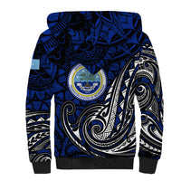 Micronesia Independence Day FSM Sherpa Hoodie Tribal Tattoo Pattern Flag Seal Heritage