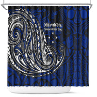 Micronesia Independence Day FSM Shower Curtain Tribal Tattoo Pattern Flag Seal Heritage