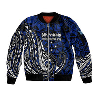 Micronesia Independence Day FSM Sleeve Zip Bomber Jacket Tribal Tattoo Pattern Flag Seal Heritage