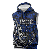 Micronesia Independence Day FSM Sleeveless Hoodie Tribal Tattoo Pattern Flag Seal Heritage
