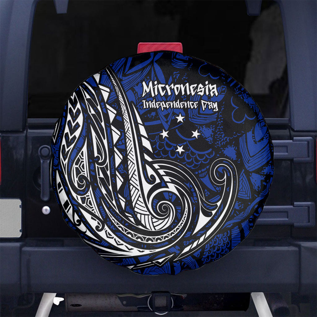 Micronesia Independence Day FSM Spare Tire Cover Tribal Tattoo Pattern Flag Seal Heritage