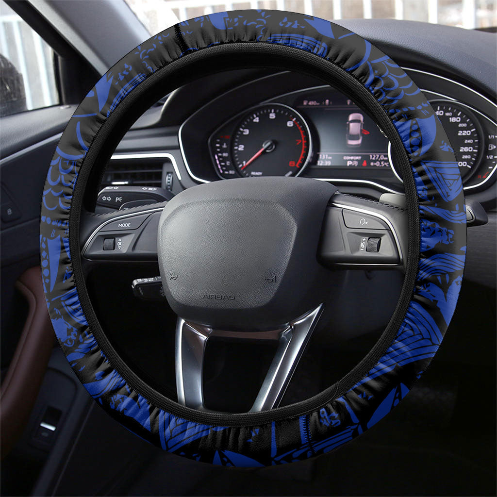Micronesia Independence Day FSM Steering Wheel Cover Tribal Tattoo Pattern Flag Seal Heritage
