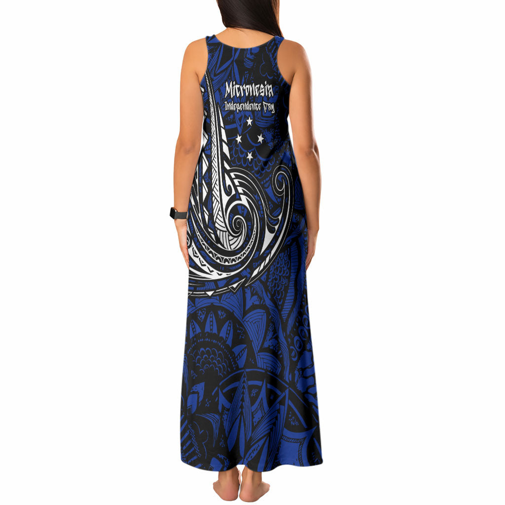 Micronesia Independence Day FSM Tank Maxi Dress Tribal Tattoo Pattern Flag Seal Heritage