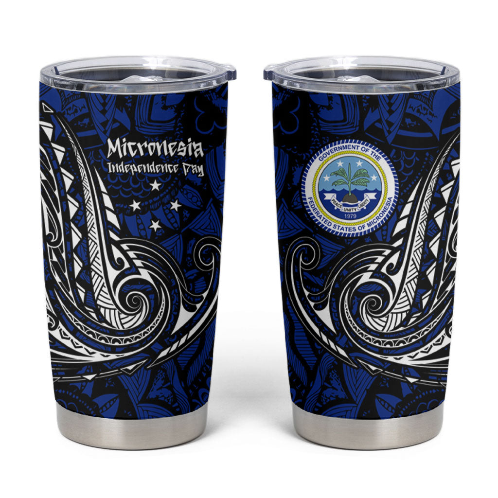 Micronesia Independence Day FSM Tumbler Cup Tribal Tattoo Pattern Flag Seal Heritage