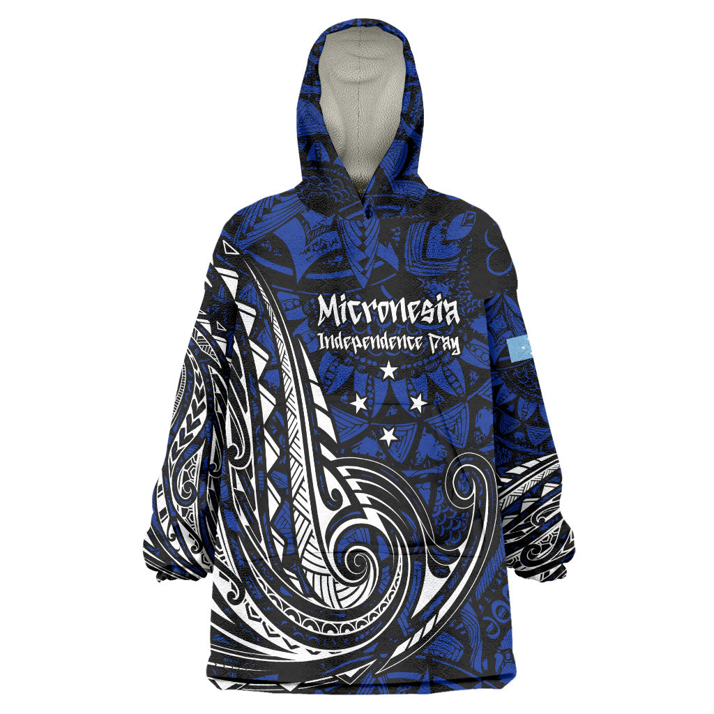 Micronesia Independence Day FSM Wearable Blanket Hoodie Tribal Tattoo Pattern Flag Seal Heritage