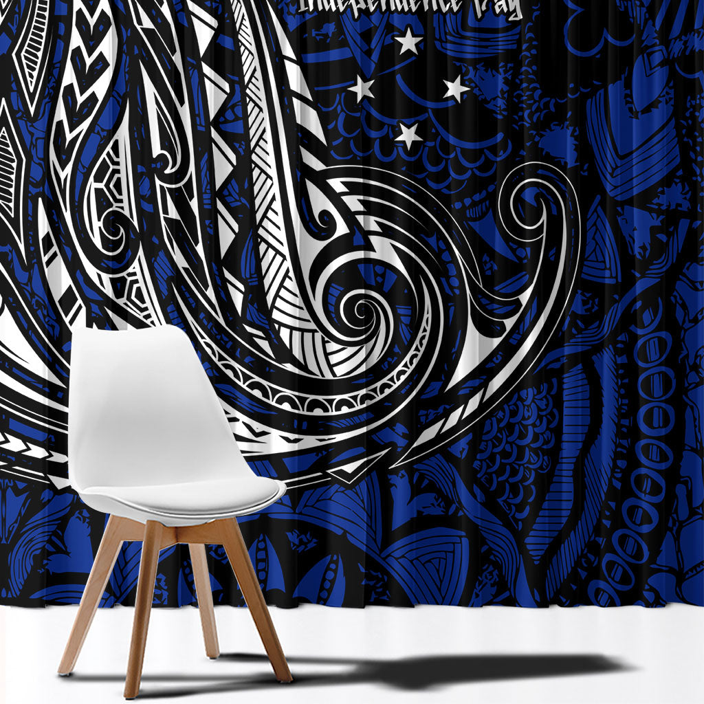 Micronesia Independence Day FSM Window Curtain Tribal Tattoo Pattern Flag Seal Heritage