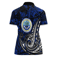 Micronesia Independence Day FSM Women Polo Shirt Tribal Tattoo Pattern Flag Seal Heritage