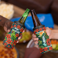 Fiji Taveuni Parrot 4 in 1 Can Cooler Tumbler Tropical Waterfall Landscape With Floral Tribal Pattern TS04 - Polynesian Pride