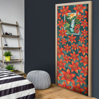 Fiji Taveuni Parrot Door Cover Tropical Waterfall Landscape With Floral Tribal Pattern TS04 - Polynesian Pride