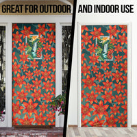 Fiji Taveuni Parrot Door Cover Tropical Waterfall Landscape With Floral Tribal Pattern TS04 - Polynesian Pride