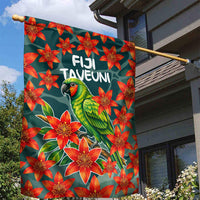 Fiji Taveuni Parrot Garden Flag Tropical Waterfall Landscape With Floral Tribal Pattern TS04 - Polynesian Pride