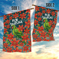 Fiji Taveuni Parrot Garden Flag Tropical Waterfall Landscape With Floral Tribal Pattern TS04 - Polynesian Pride