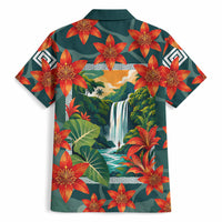 Fiji Taveuni Parrot Hawaiian Shirt Tropical Waterfall Landscape With Floral Tribal Pattern TS04 - Polynesian Pride