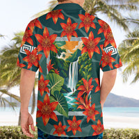 Fiji Taveuni Parrot Hawaiian Shirt Tropical Waterfall Landscape With Floral Tribal Pattern TS04 - Polynesian Pride