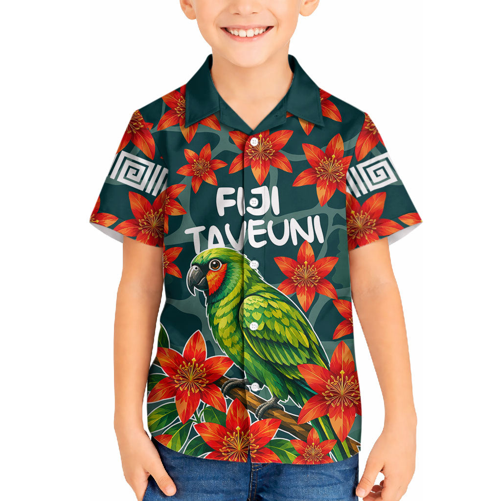 Fiji Taveuni Parrot Hawaiian Shirt Tropical Waterfall Landscape With Floral Tribal Pattern TS04 - Polynesian Pride