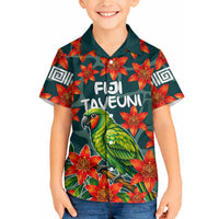 Fiji Taveuni Parrot Hawaiian Shirt Tropical Waterfall Landscape With Floral Tribal Pattern TS04 - Polynesian Pride