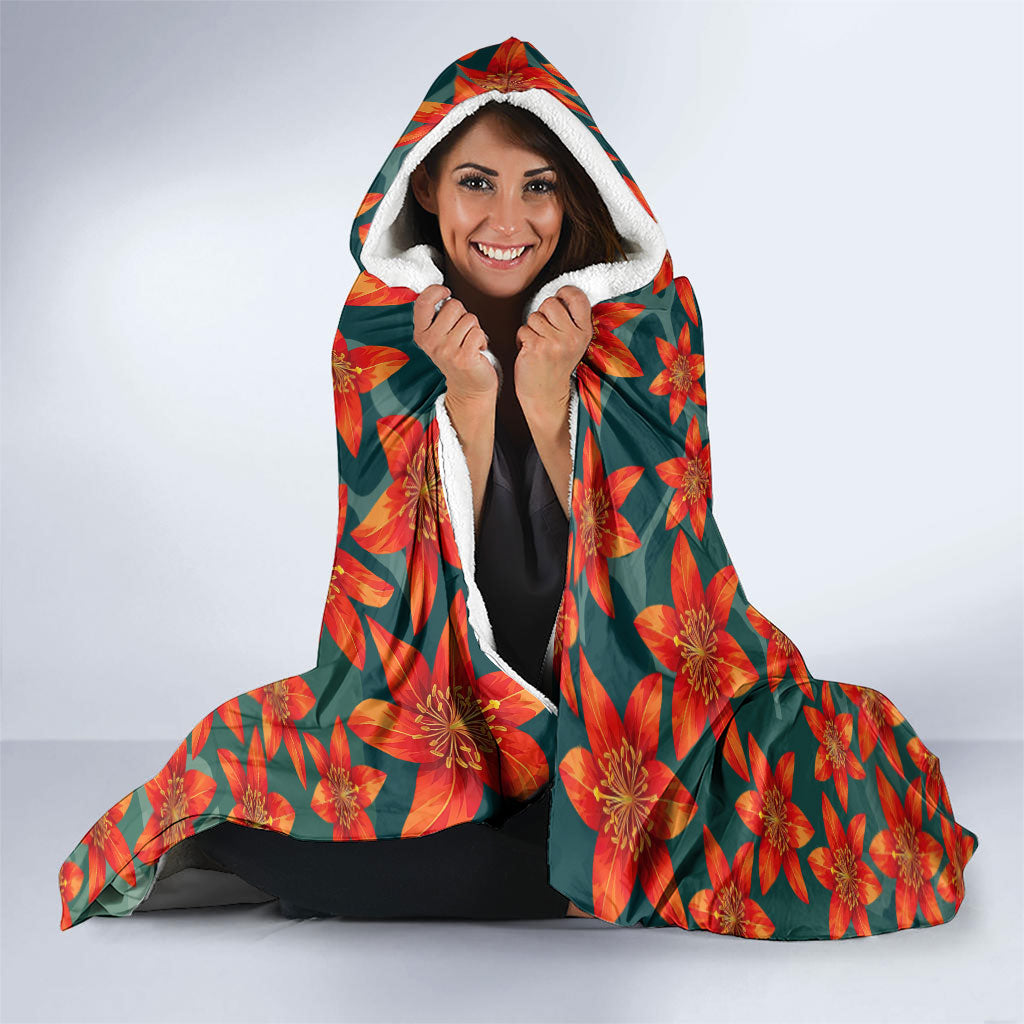 Fiji Taveuni Parrot Hooded Blanket Tropical Waterfall Landscape With Floral Tribal Pattern TS04 - Polynesian Pride
