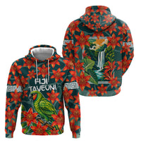 Fiji Taveuni Parrot Hoodie Tropical Waterfall Landscape With Floral Tribal Pattern TS04 - Polynesian Pride