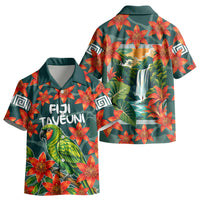 Fiji Taveuni Parrot Kid Hawaiian Shirt Tropical Waterfall Landscape With Floral Tribal Pattern TS04 - Polynesian Pride
