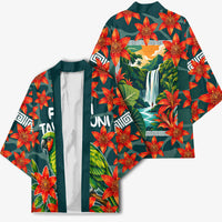 Fiji Taveuni Parrot Kimono Tropical Waterfall Landscape With Floral Tribal Pattern TS04 - Polynesian Pride