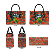 Fiji Taveuni Parrot Leather Bag Tropical Waterfall Landscape With Floral Tribal Pattern TS04 - Polynesian Pride
