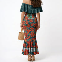 Fiji Taveuni Parrot Mermaid Dress Tropical Waterfall Landscape With Floral Tribal Pattern TS04 - Polynesian Pride