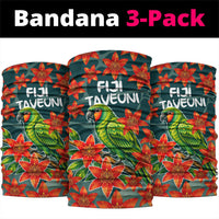 Fiji Taveuni Parrot Neck Gaiter Tropical Waterfall Landscape With Floral Tribal Pattern TS04 package One Size: 25*50cm Green Orange - Polynesian Pride