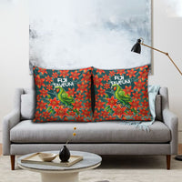 Fiji Taveuni Parrot Pillow Cover Tropical Waterfall Landscape With Floral Tribal Pattern TS04 - Polynesian Pride