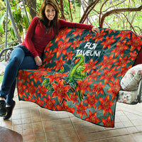 Fiji Taveuni Parrot Quilt Tropical Waterfall Landscape With Floral Tribal Pattern TS04 - Polynesian Pride