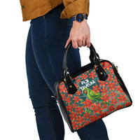 Fiji Taveuni Parrot Shoulder Handbag Tropical Waterfall Landscape With Floral Tribal Pattern TS04 - Polynesian Pride