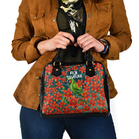 Fiji Taveuni Parrot Shoulder Handbag Tropical Waterfall Landscape With Floral Tribal Pattern TS04 - Polynesian Pride