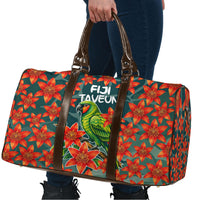 Fiji Taveuni Parrot Travel Bag Tropical Waterfall Landscape With Floral Tribal Pattern TS04 - Polynesian Pride